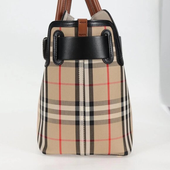 BURBERRY Nova Check Hand Bag Canvas 2way Beige Gold - Picture 3 of 16